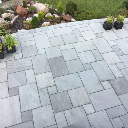 Kandla Grey Indian Sandstone Paving - Patio Pack - Calibrated - 19.5 SQM Coverage - The Landscape Factory