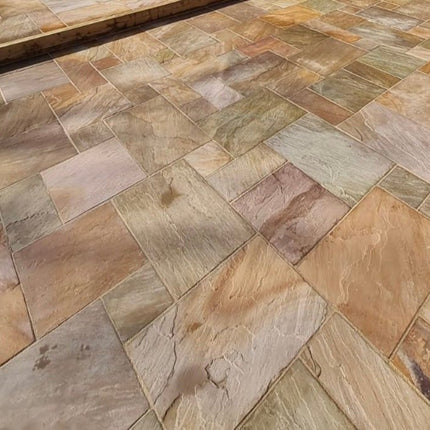 Ripon Buff Indian Sandstone Paving - Patio Pack - Calibrated - The Landscape Factory