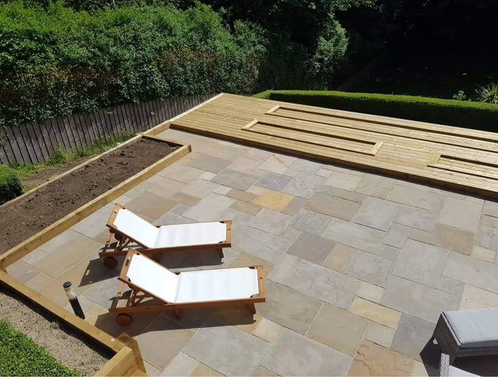 Raj Green Indian Sandstone Paving - Patio Pack - Calibrated - 19.5 SQM Coverage - The Landscape Factory
